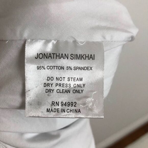 Jonathan Simkhai Cutout Trim Shirt Dress Size Small White Sleeveless Pop… - Picture 6 of 11